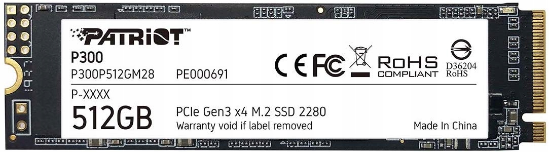 Patriot P300/ 512GB/ Ssd/ M.2 NVMe/ 5R P300P512GM28