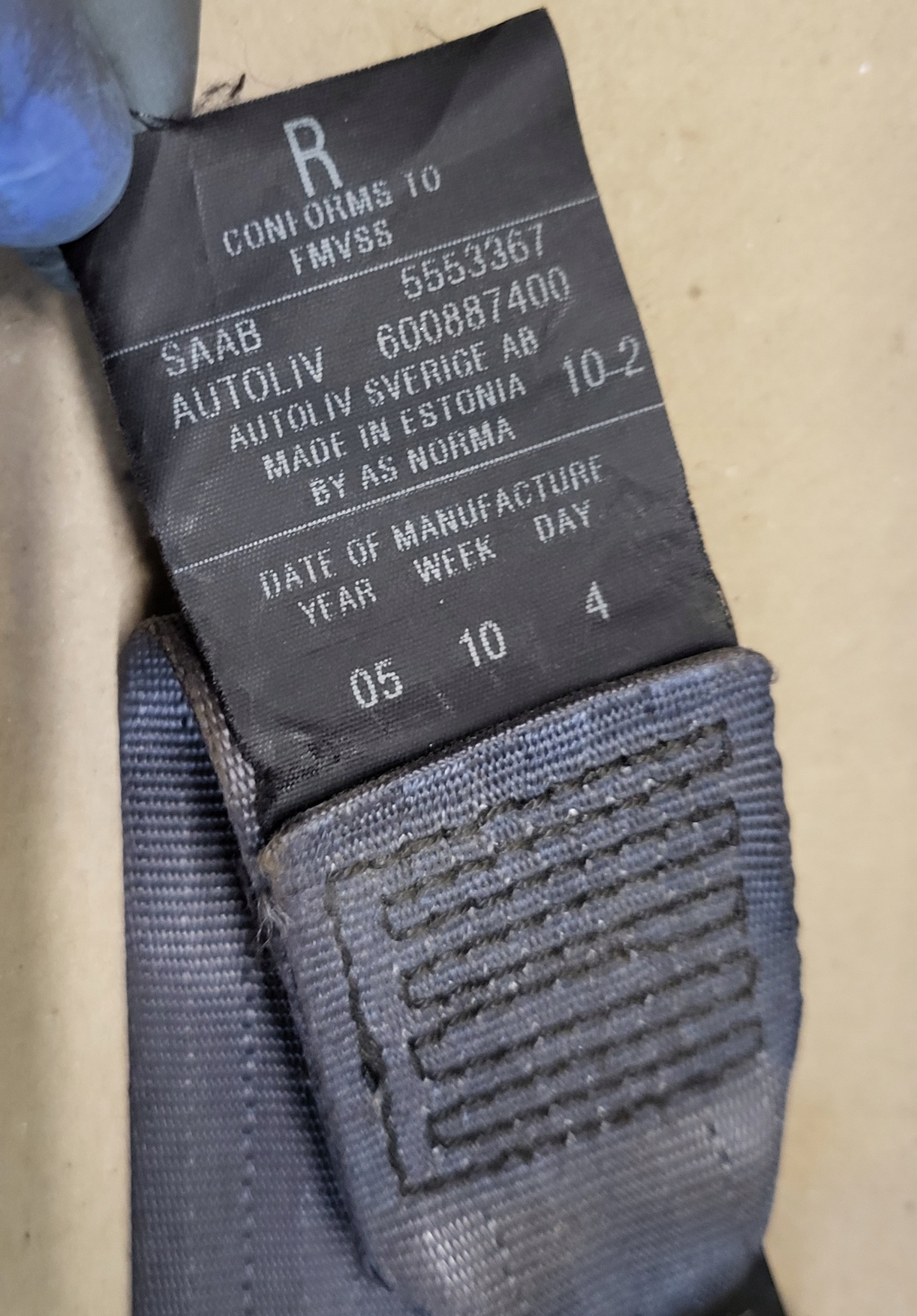 Gurten Sicherheits Spanner vorne rechts grau AAB 95 9-5 LIFT OE