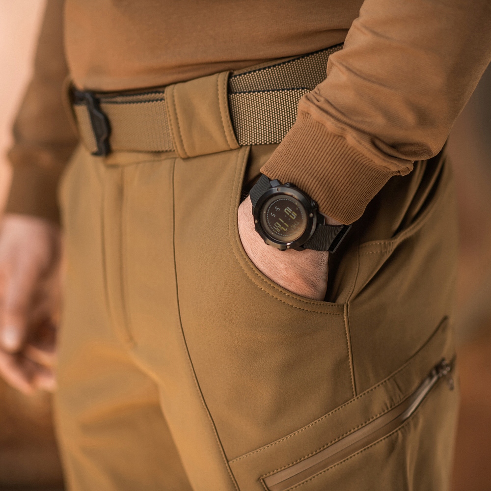 Spodnie Taktyczne Zimowe Męskie M-Tac Softshell Winter Coyote XL Materiał dominujący Poliester