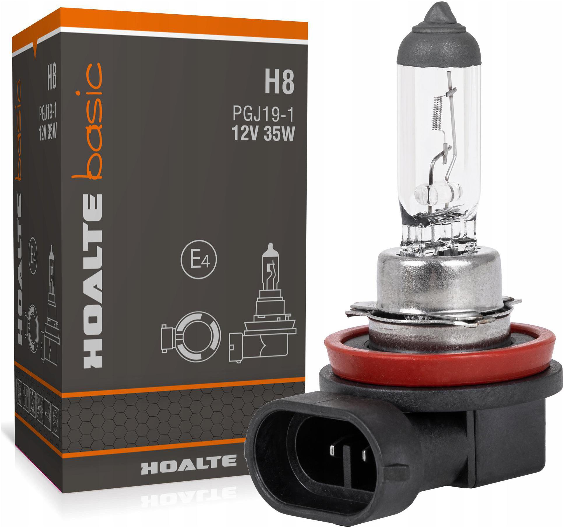 Żarówka H8 Hoalte 35W 12V PGJ19-1 Basic Clear Przeciwgielna E4 Filtr Uv
