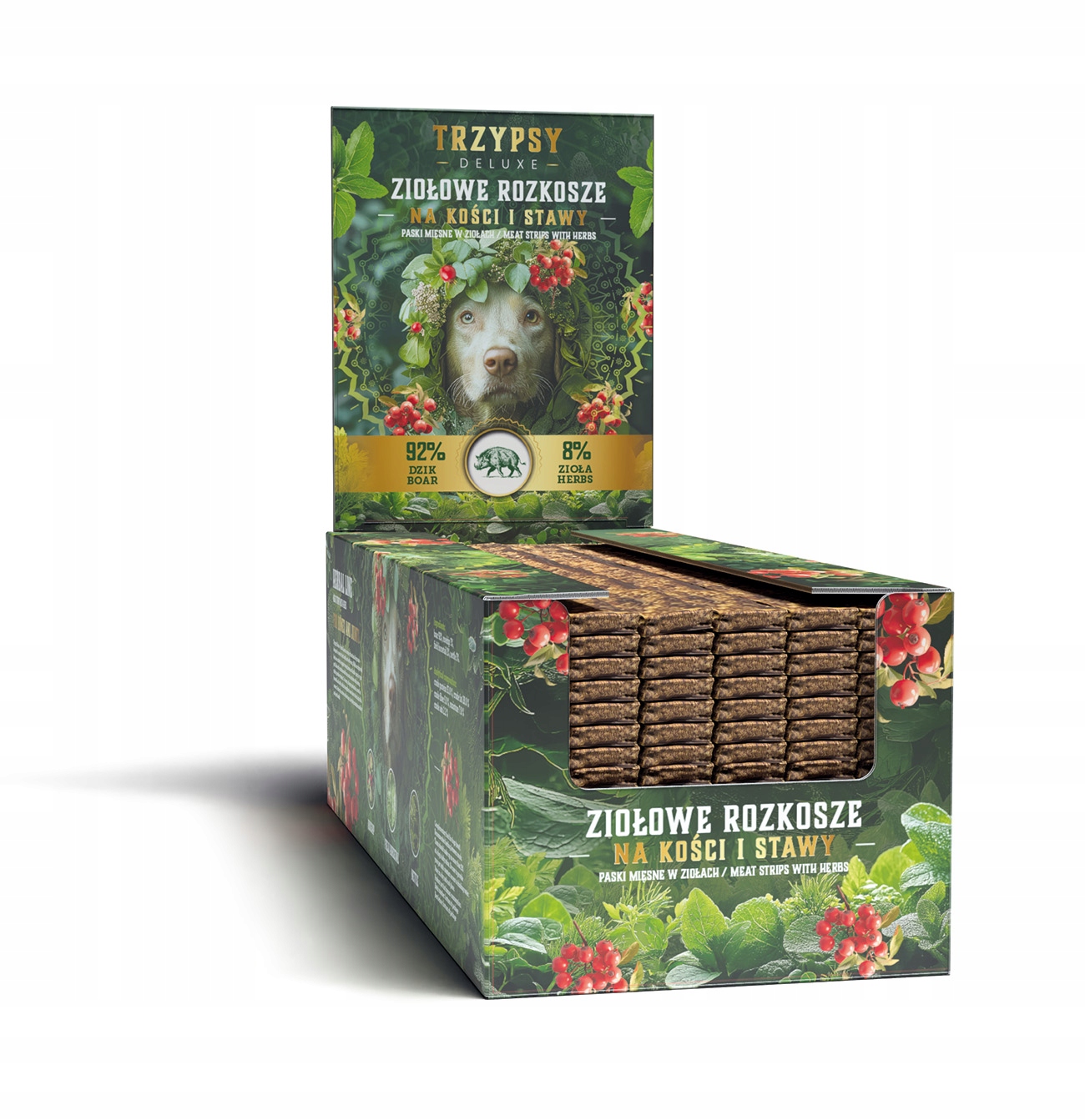 Levně psí pamlsek Přírodní Divoké proužky 1 kg Kosti a klouby Tři psi 30 ks