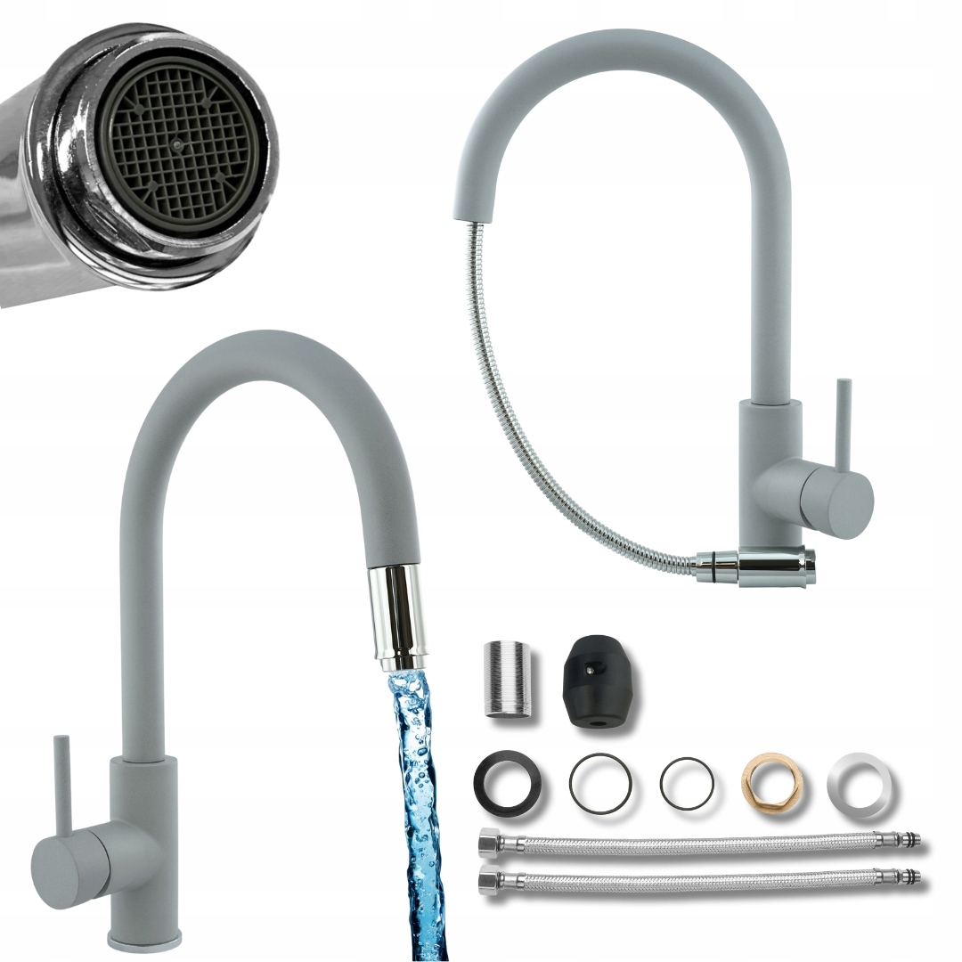 Kuchyňská baterie s Odnímatelným Výtokem Marcella šedá, kohoutek do dřezu