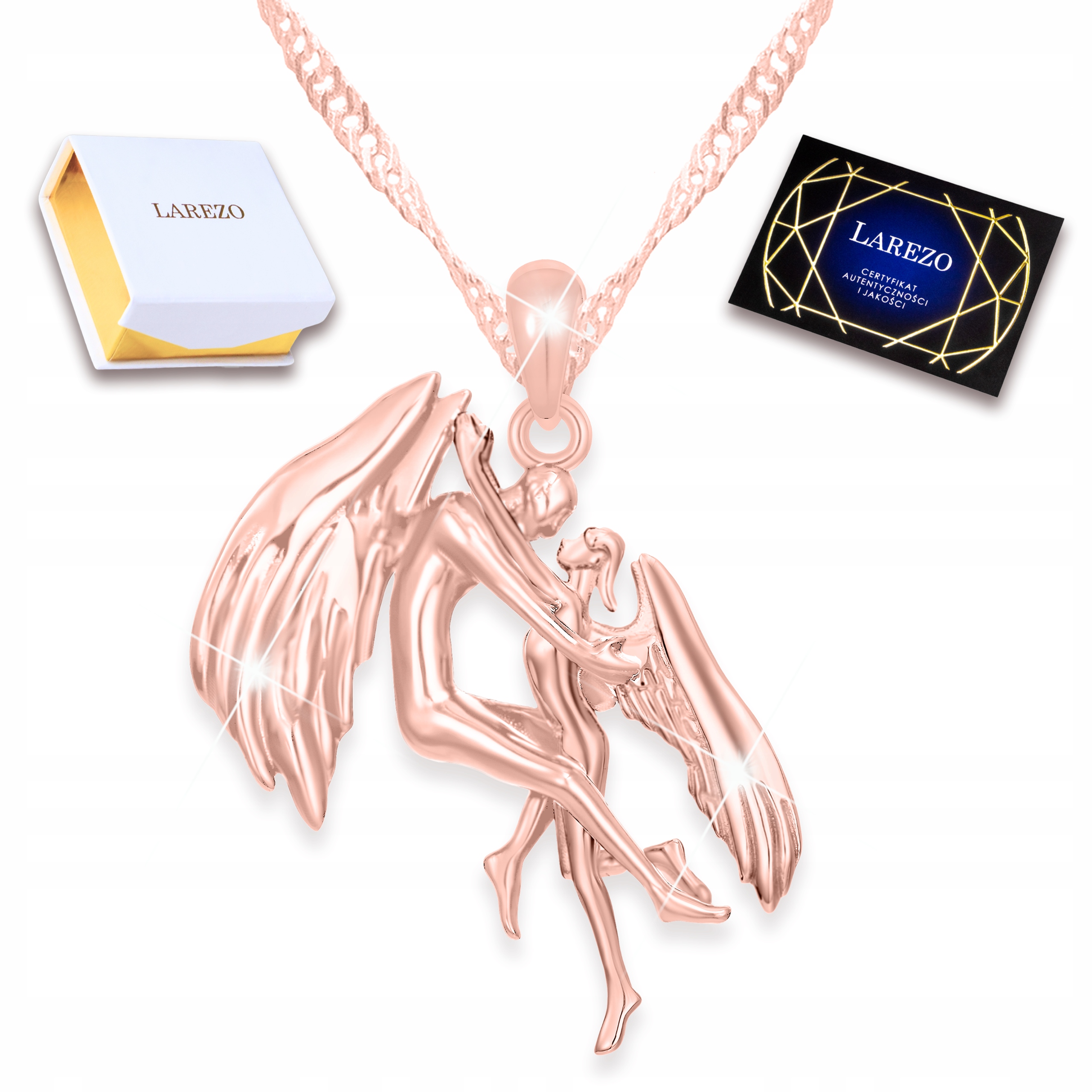 Pozlacený náhrdelník Zamilovaní Anděl Miluji tě Věčná láska Stříbro 925