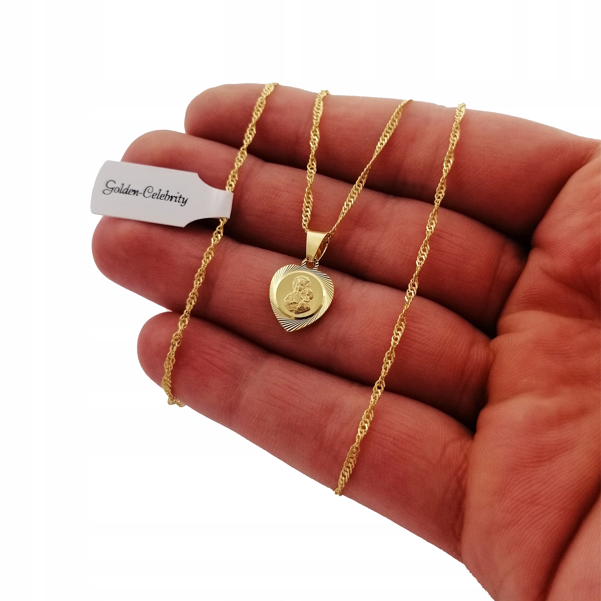 ZŁOTY ŁAŃCUSZEK 925 MEDALIK KOMUNIA CHRZEST GRAWER Stan opakowania oryginalne