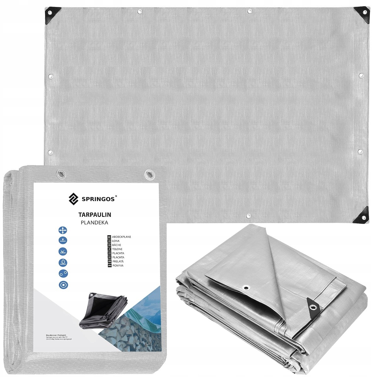 

Plandeka Plandeki 2x3m Gruba 270G Wzmacniana Szara