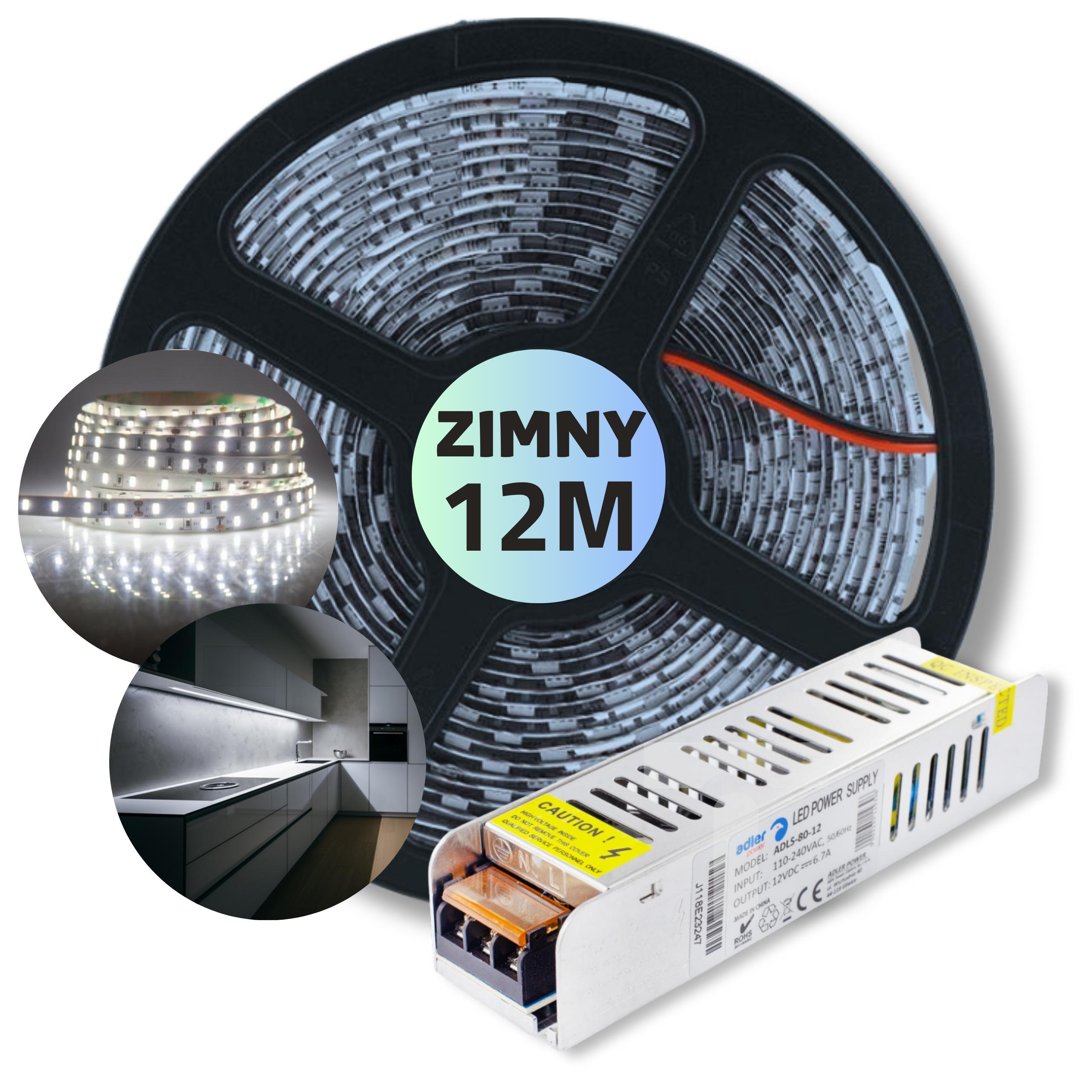 Set 12 m Pásek Led pásek Smd bílý studený s napájecím zdrojem 12 V