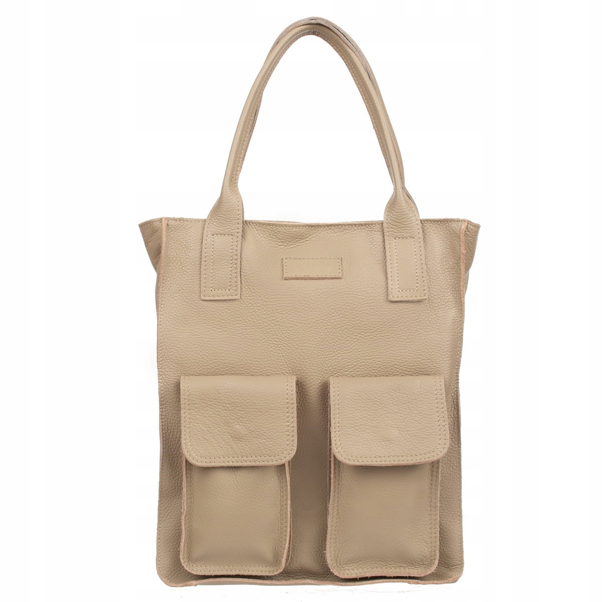 Velká nákupní kožená taška Vezze Tasca Béžová