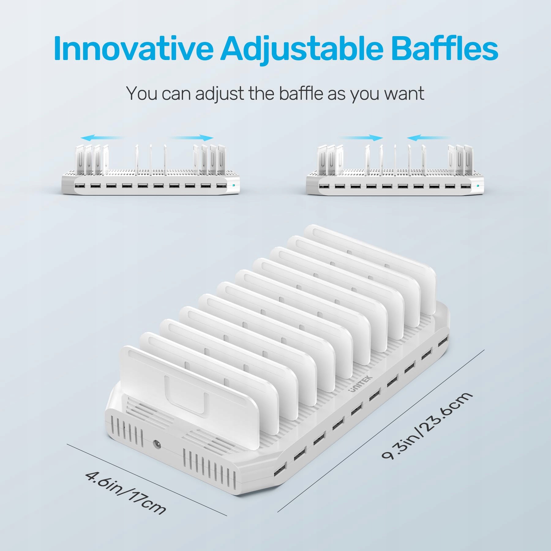 UNITEK 60W 10-Port USB Charging Station with SmartIC — miniatura 6