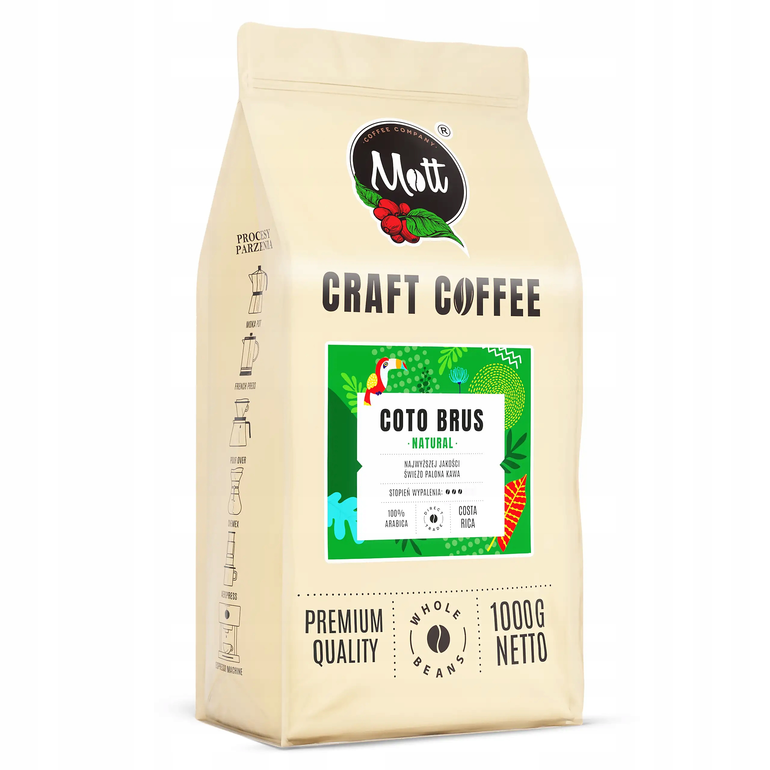 Káva Zrnková 1 kg Kostarika Natural 100% Arabica Speciality Čerstvě pražená