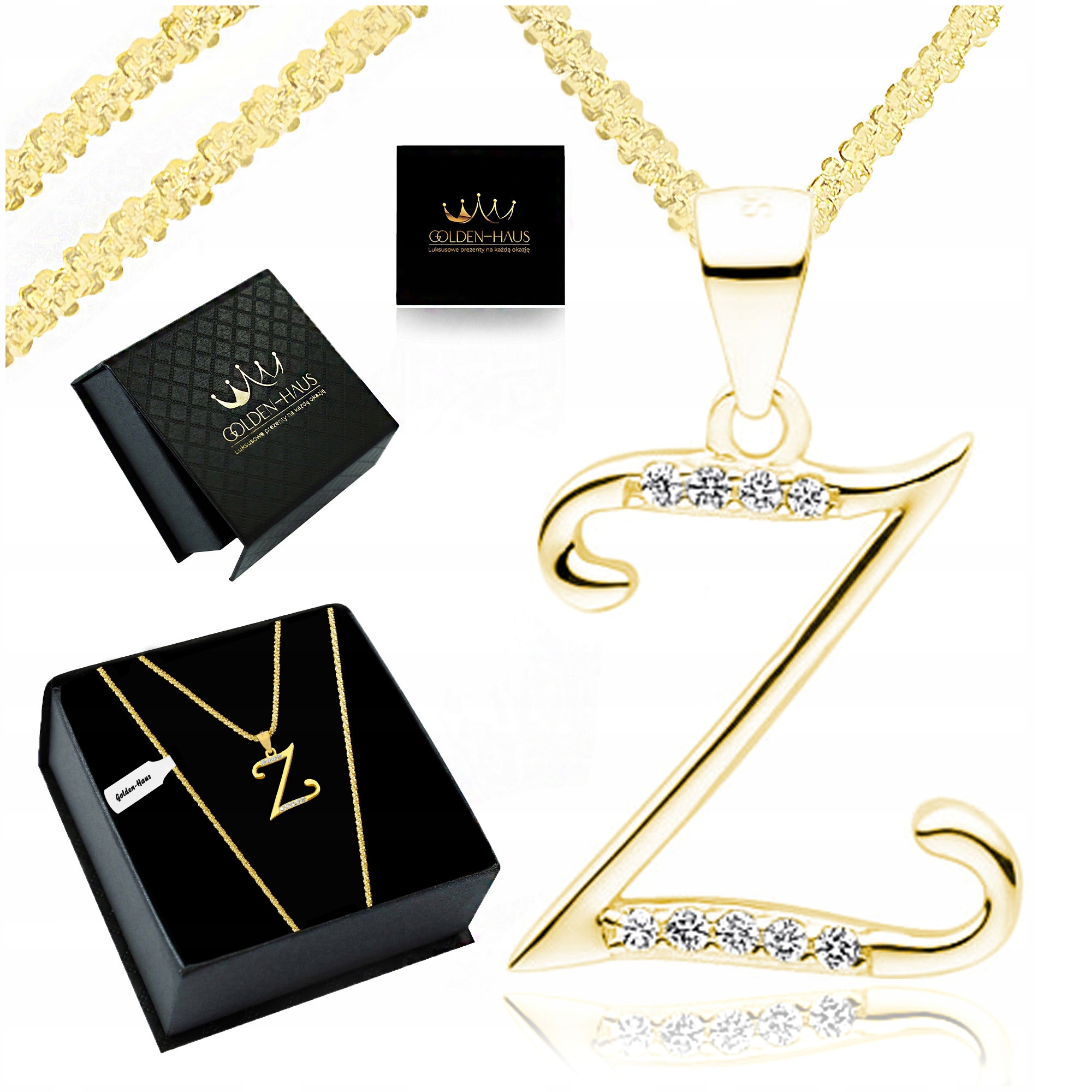 Zlatý Řetízek Dámský Přívěsek Písmenko Z Roku 925 Italský Kroucený Pevný 55 CM