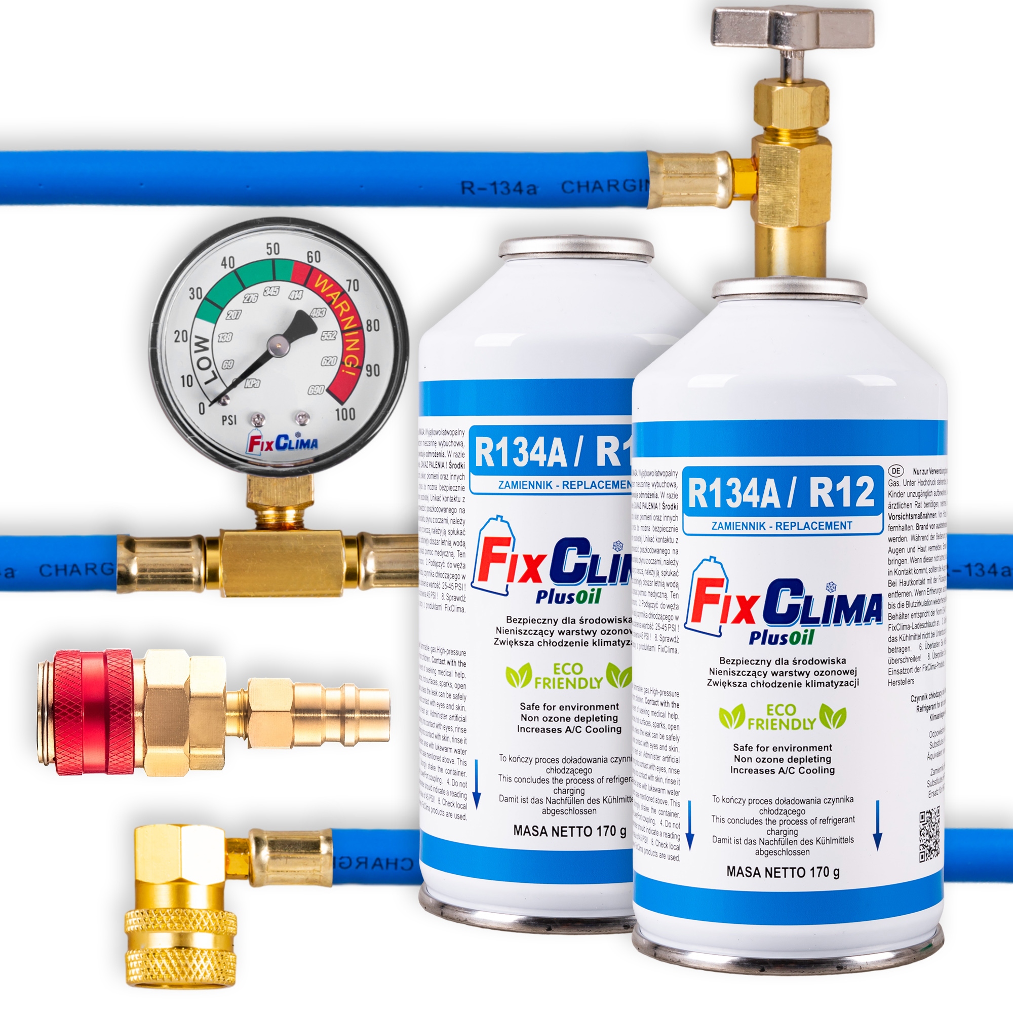 Sada Na Plnenie Klimatizácie Vozidiel Chladiace Činidlo R134A Adaptér Gaz