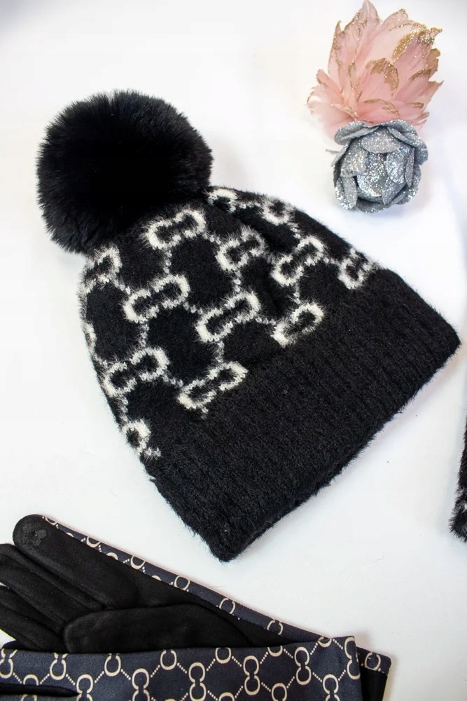Sada Čepice a Nákrčník Glamour Černobílá 1