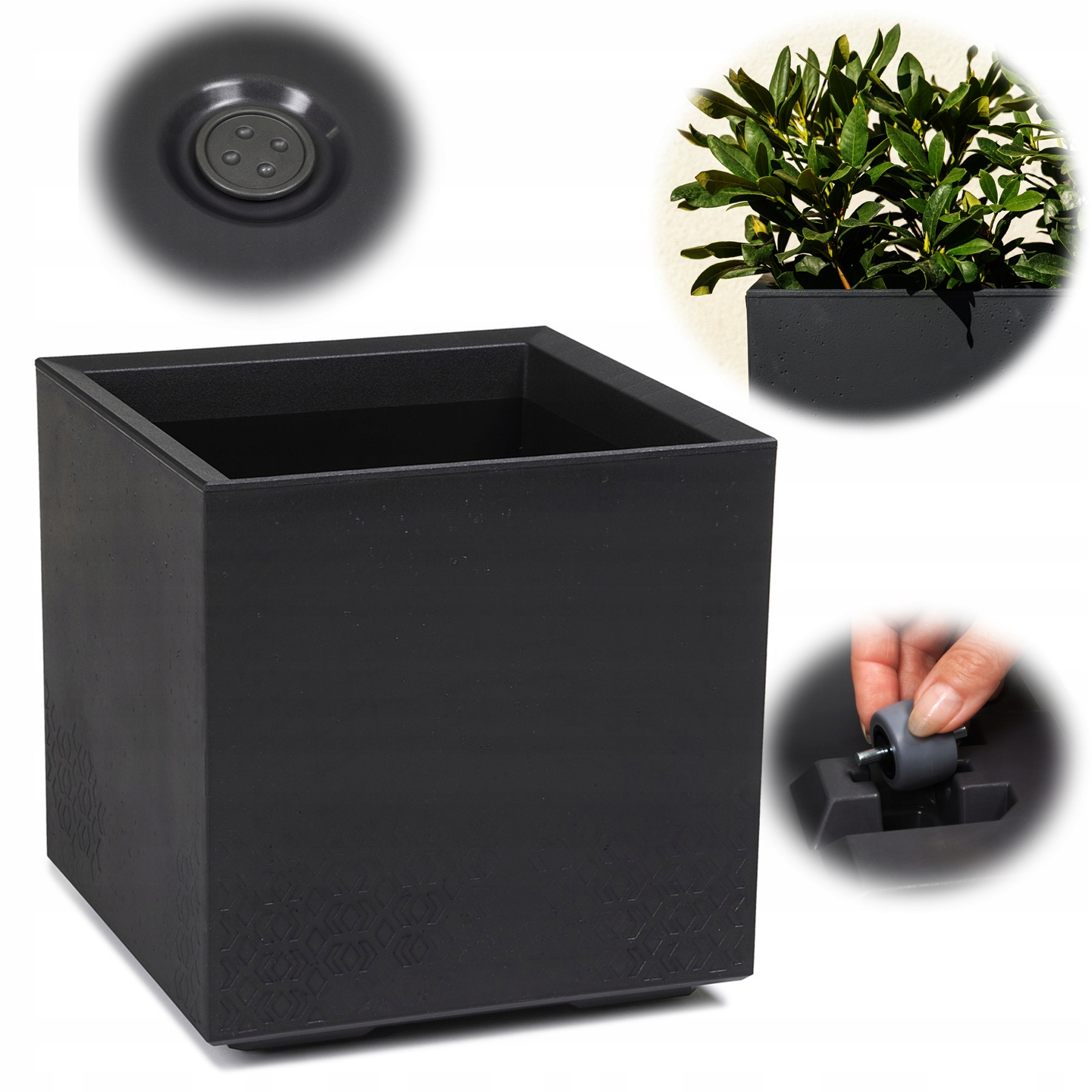 KWIETNIK STOJAK NA KWIATY DONICZKA 40X40X40 ANTRACYT NA ROŚLINY OSŁONKA