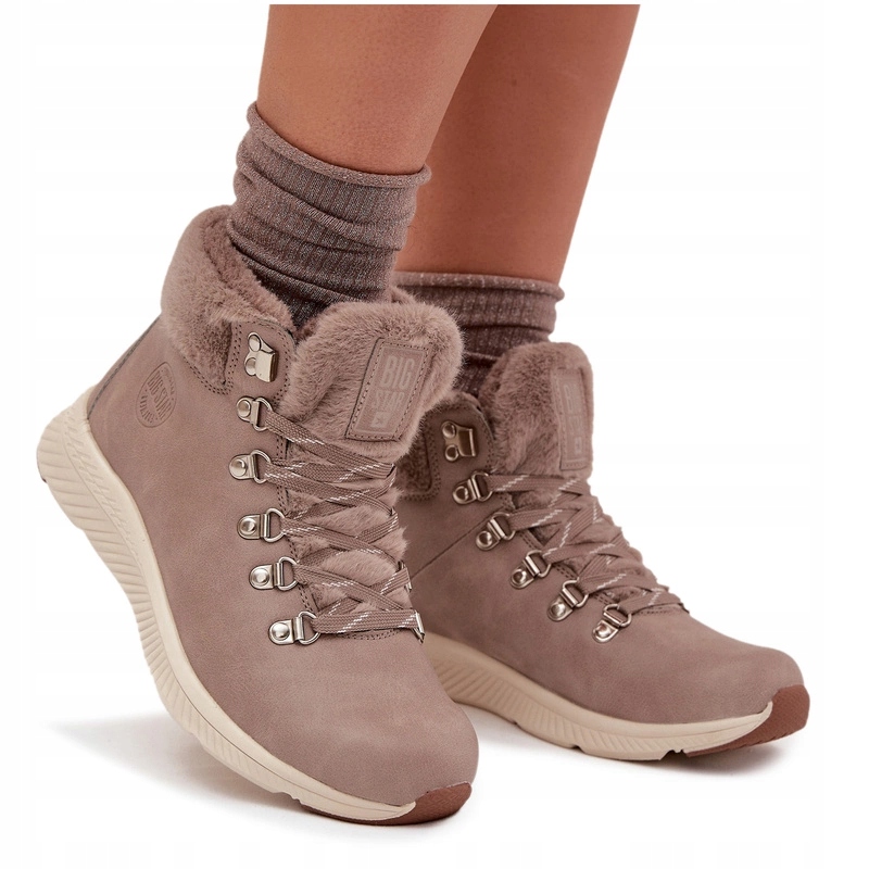 Dámské Eko Kožené Trapery S Kožešinou Big Star MM274487 Šedé 40