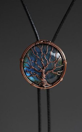 Bolo ruční výroba Dřevo Labradorit Modrá mosaz