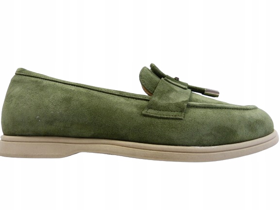 Zelené lehké mokasíny, polobotky z měkké kůže, pohodlné, elegantní Karino 37