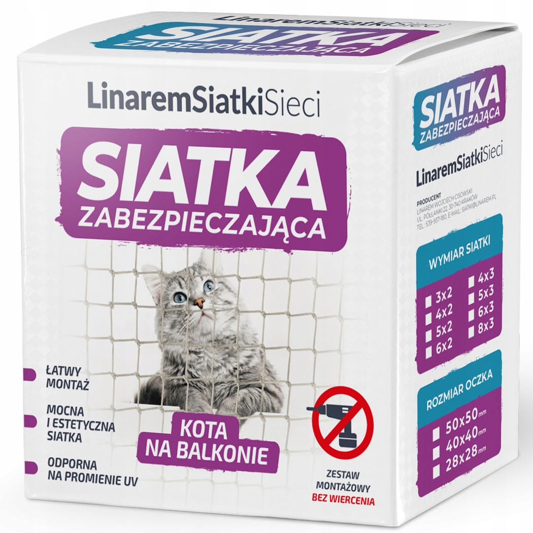 

Zestaw Siatka Na Balkon Dla Kota 5X3 Bez Wiercenia