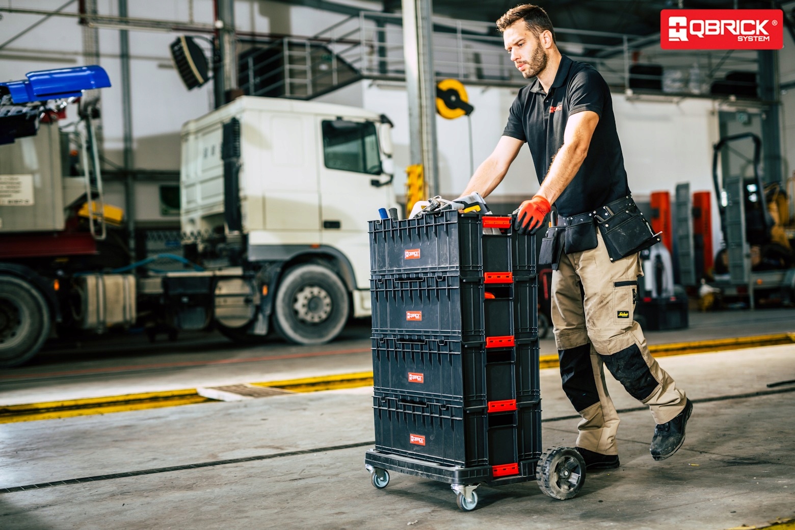 Platforma mobilna Qbrick System ONE Modułowa Transportowa Hamulec Wysokość produktu 18 cm