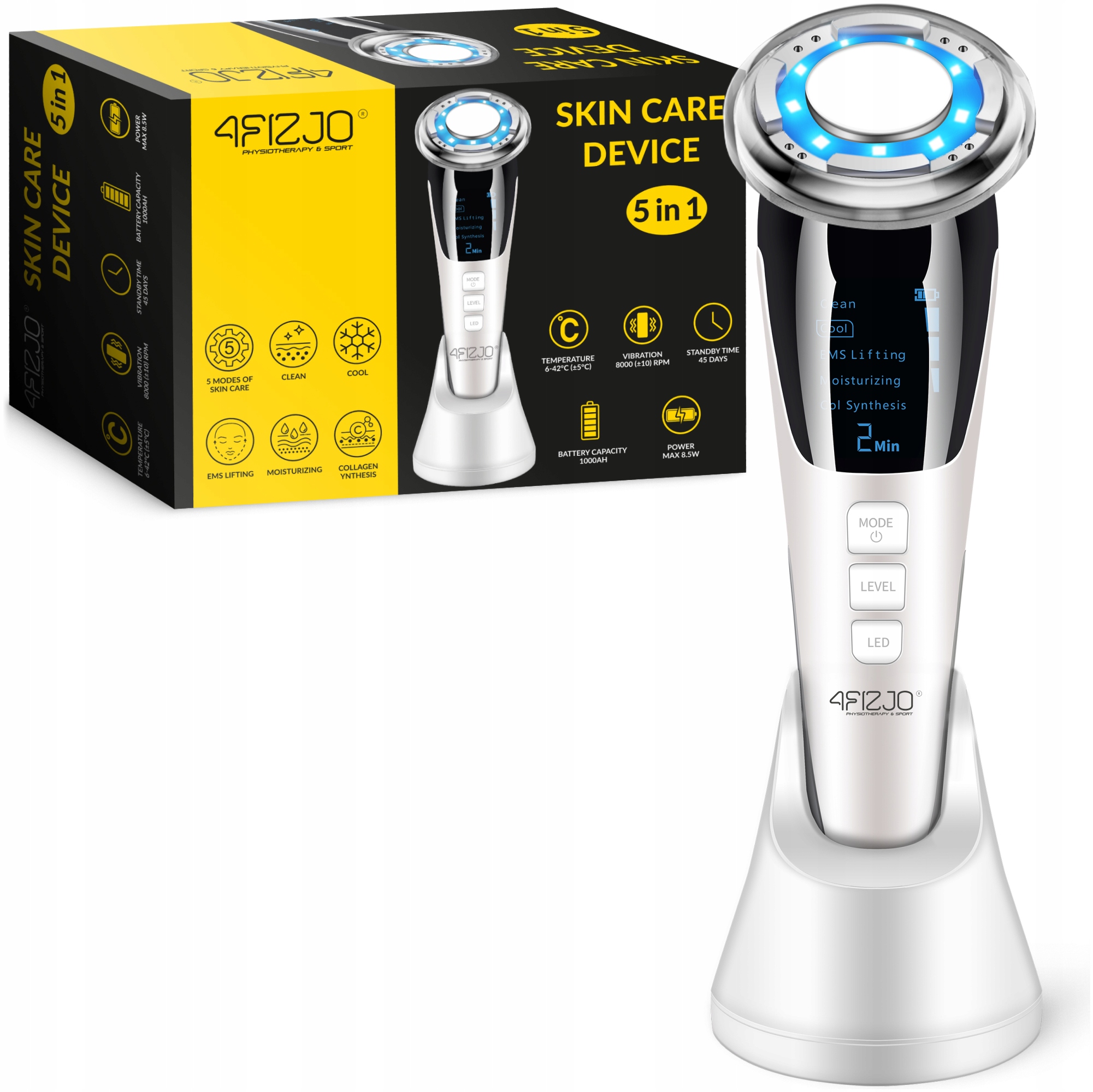 Mezoterapia Bezigłowa Masażer Do Twarzy Ems Lifting Masaż Urządzenie 5W1