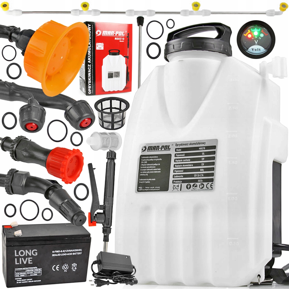 OPRYSKIWACZ AKUMULATOROWY ELEKTRYCZNY PLECAKOWY CIŚNIENIOWY DYSZE ZESTAW XL