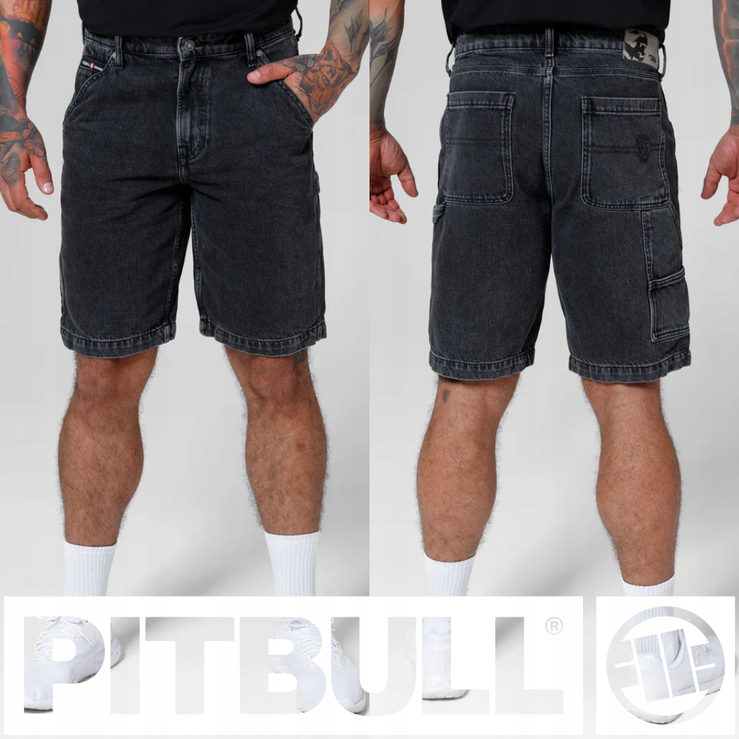 Pitbull West Coast Džínové Šortky Carpenter Black Denim Velikost 30