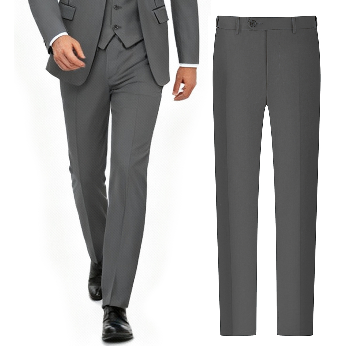 Męskie spodnie chino z przedłużonym zapięciem, ślubne, czarne, slim, rozmiar L30/W32