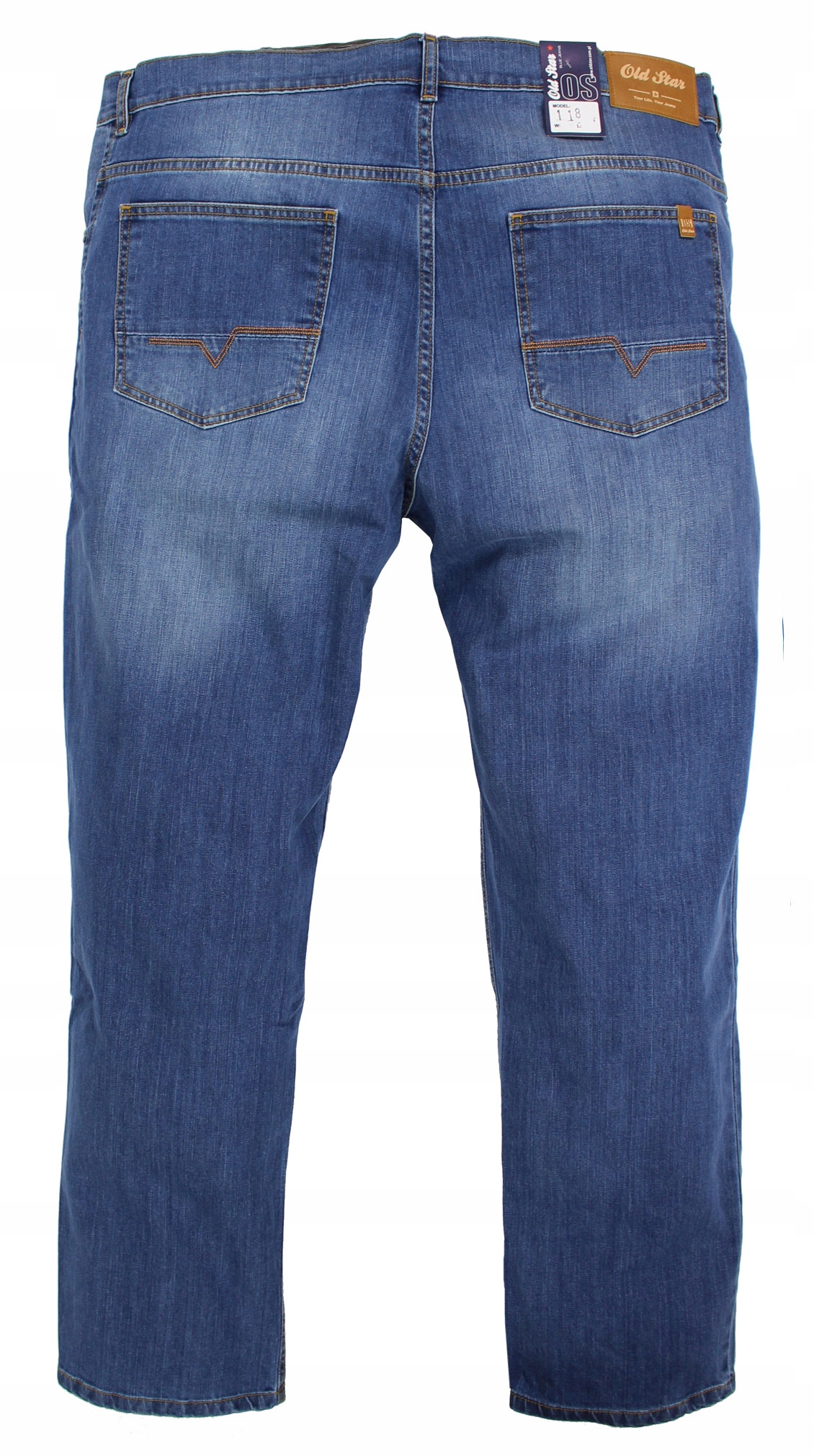 Duże jasne niebieskie jeansy spodnie wycierane Old Star W44 L32 112cm pas