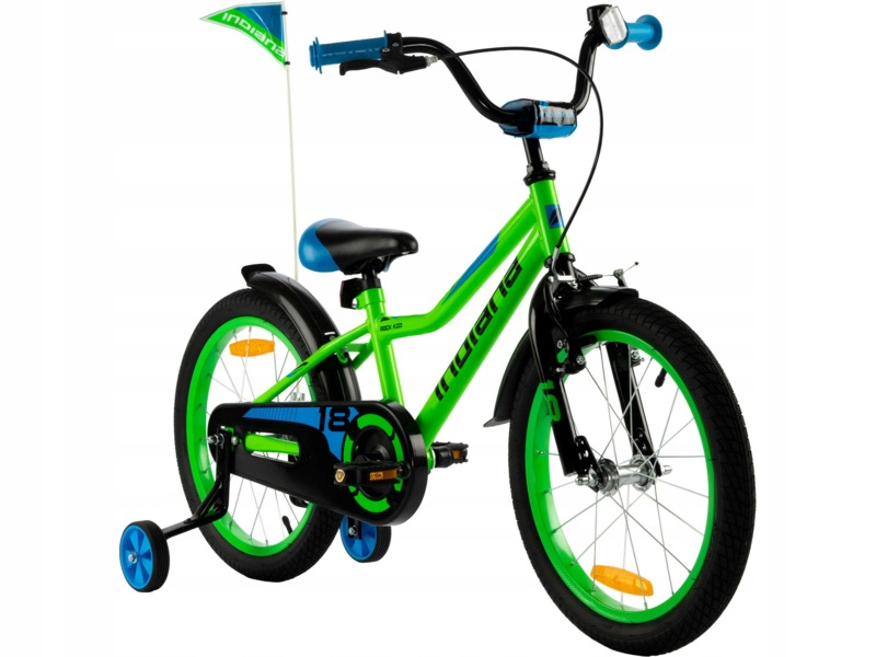 Rower dziecięcy Indiana Rock Kid 18 cali dla chłopca Zielono-niebieski