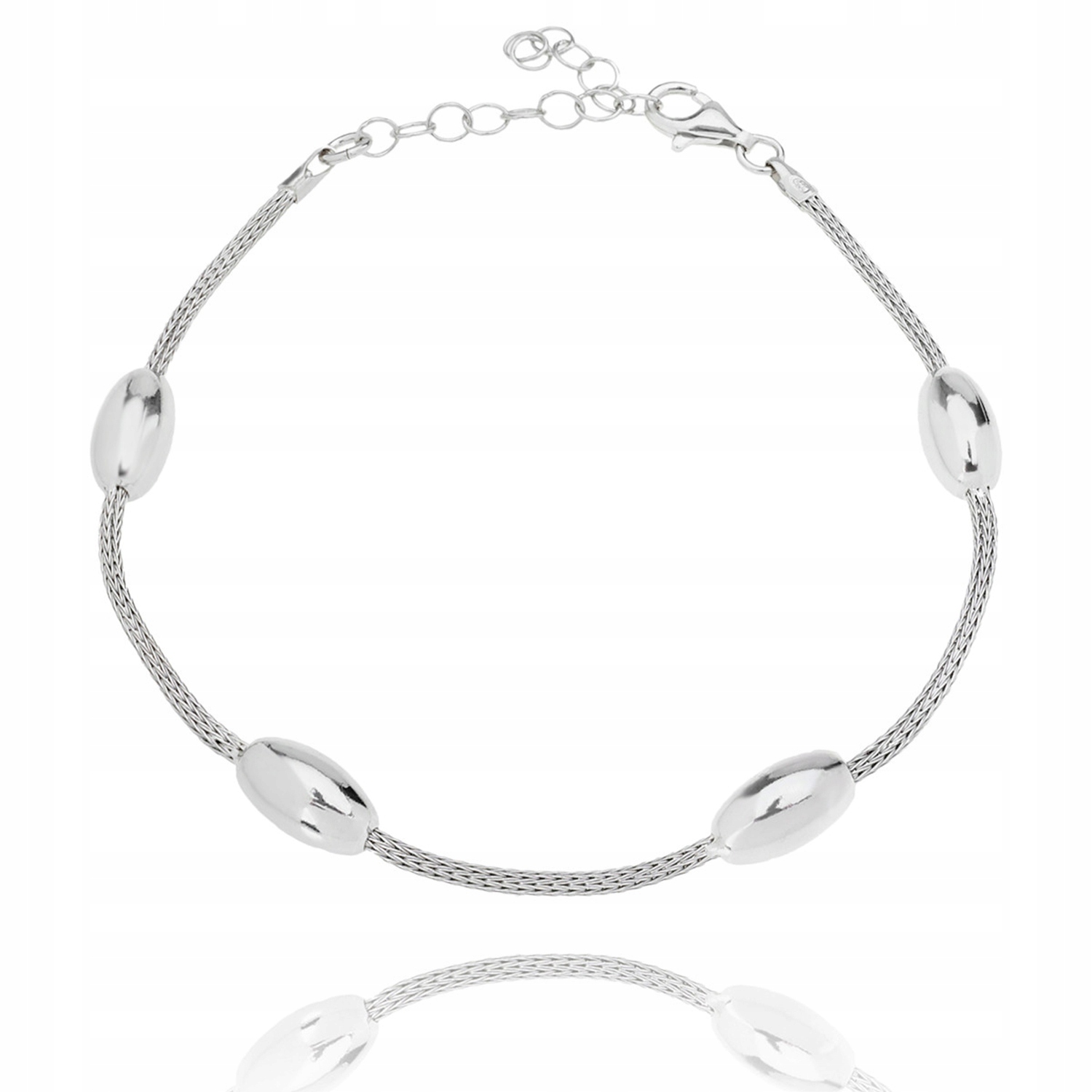 Calza Stříbrný Náramek Rhodiované Fazole Ovál