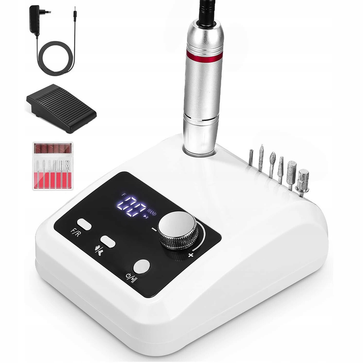 Bruska na nehty a manikúru s podporou nohou sada frézek