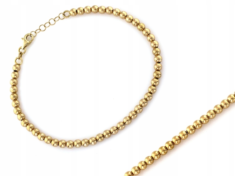 Zlatý náramek z hladkých kuliček 585 kuličky 4mm kuličkový 14kt 3.15g