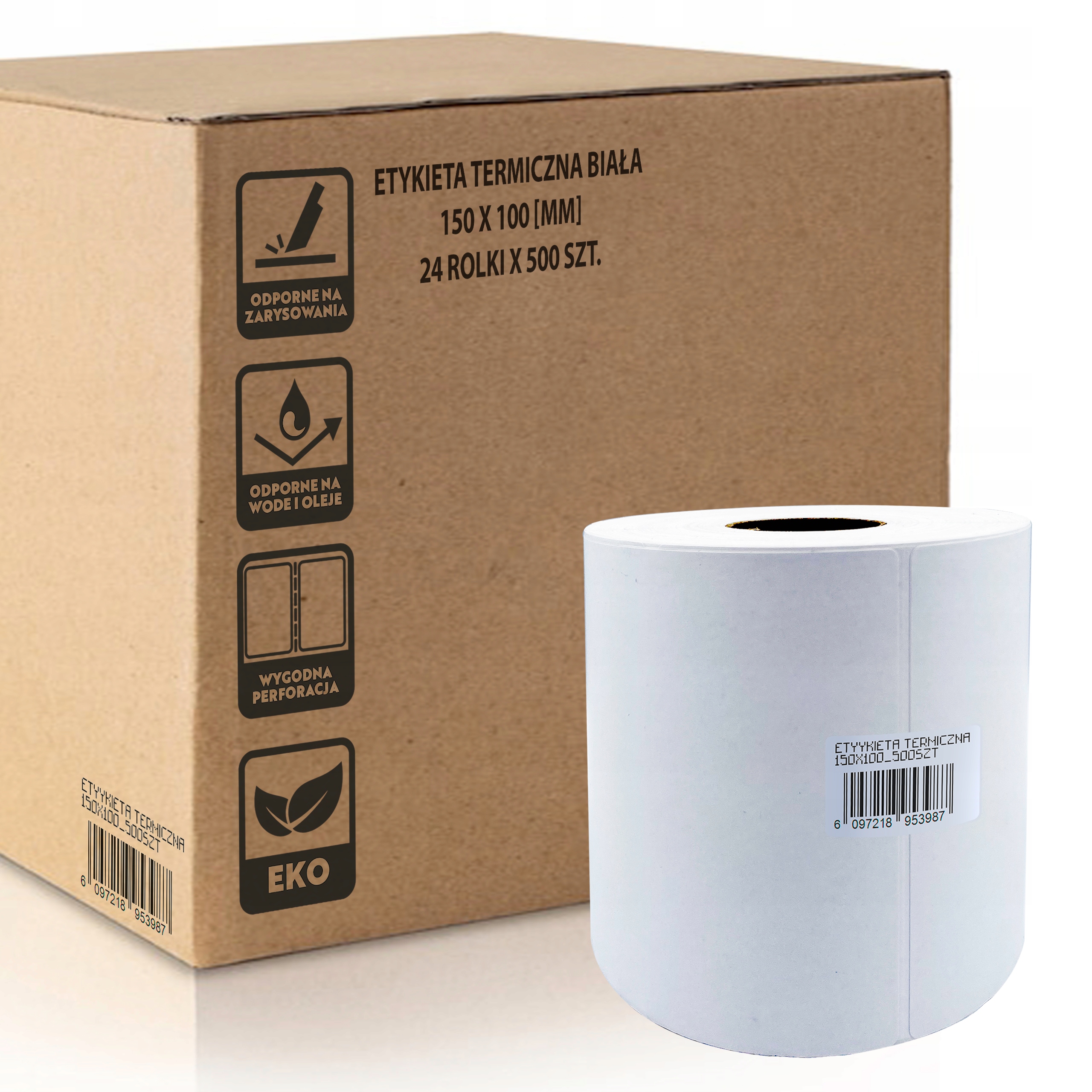 Etykiety Termiczne 100x150 500szt Karton 24 Rolki
