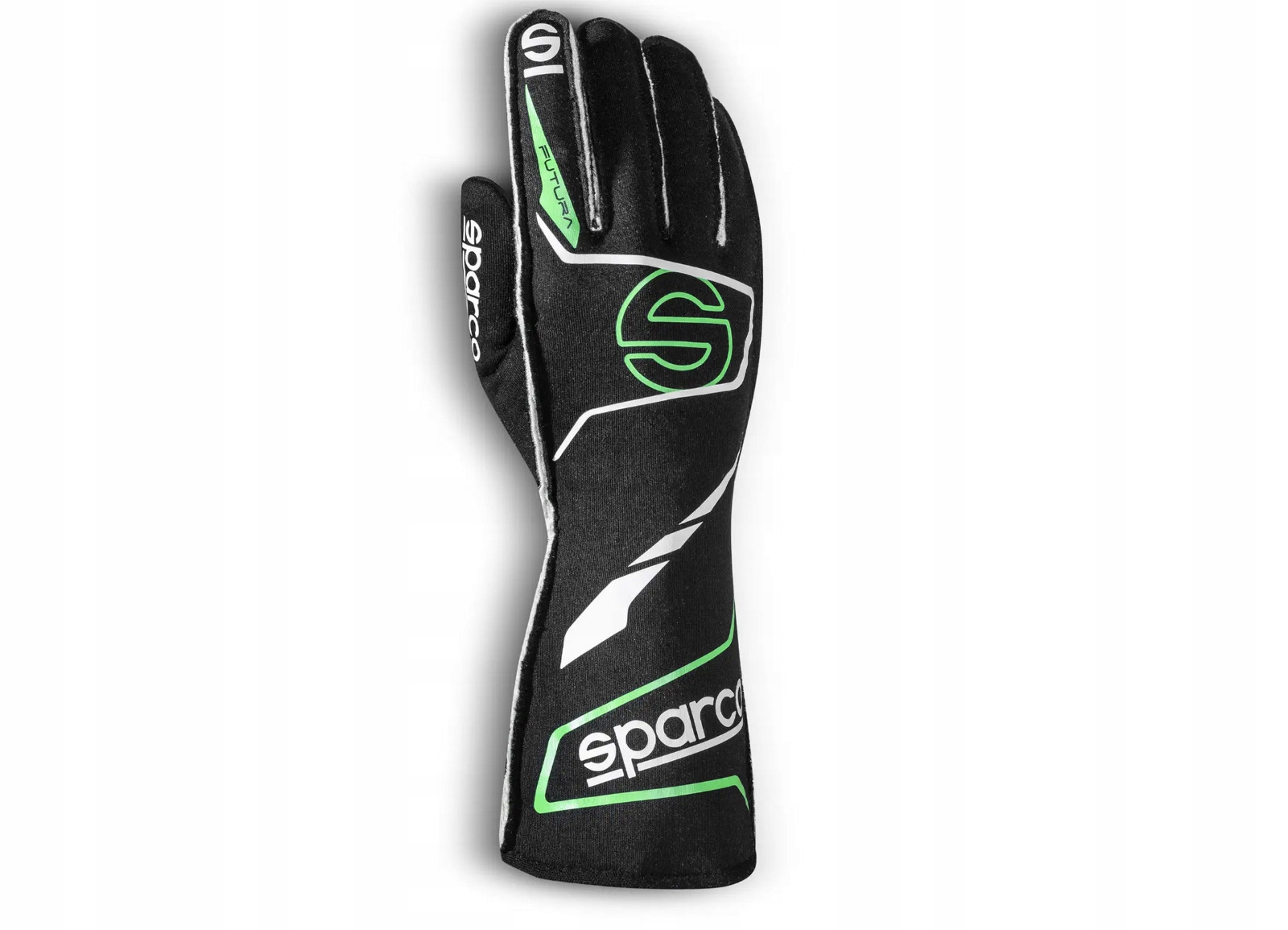Pretekárske rukavice Sparco Futura s homologáciou Fia, čierno-zelená, Veľkosť 9