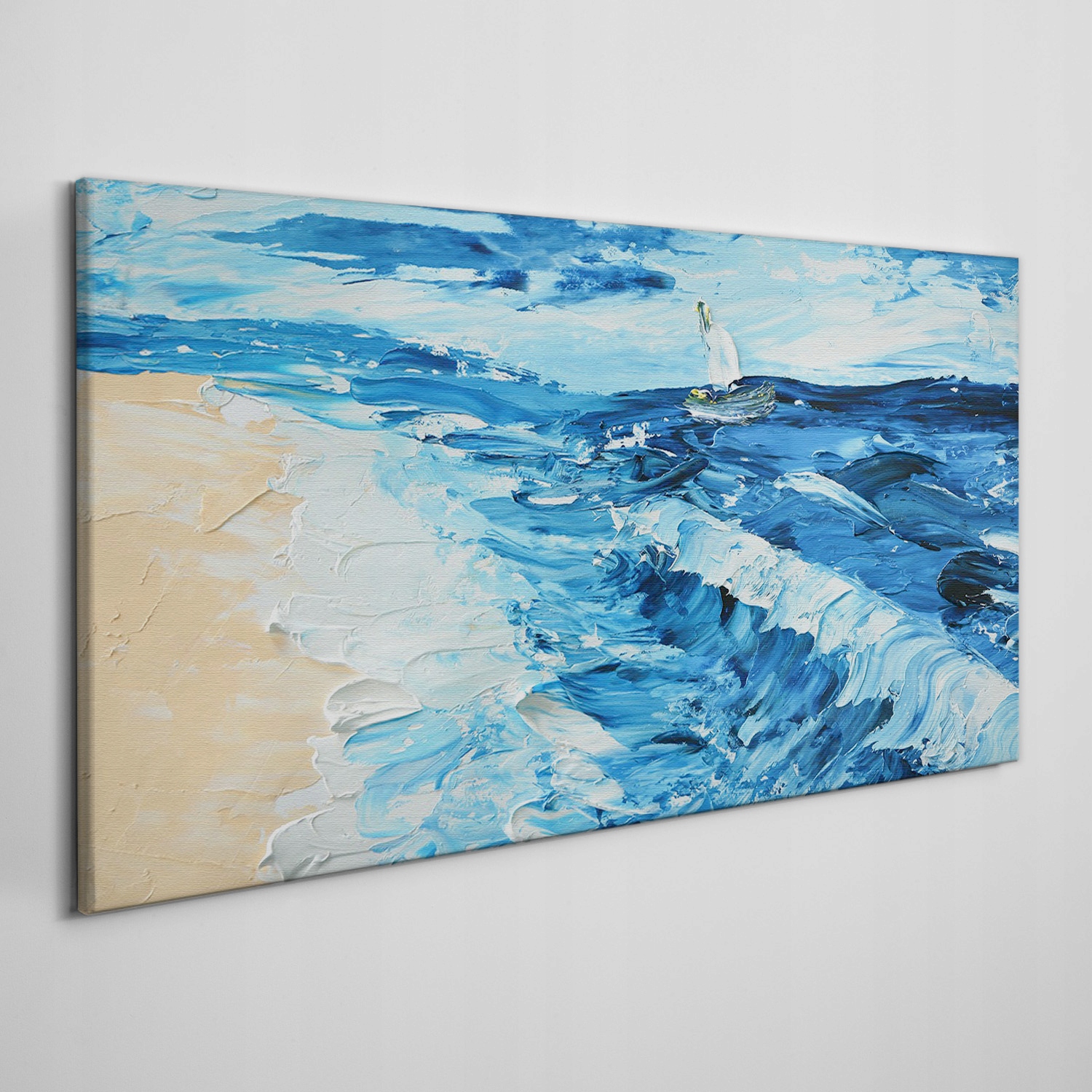 

Obraz płótno Malarstwo wybrzeże morze łódź 120x60