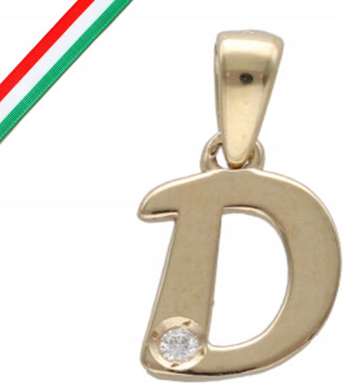 Zlatý přívěsek 585 písmeno D s diamantem 0,58g, ideální jako dárek 14k