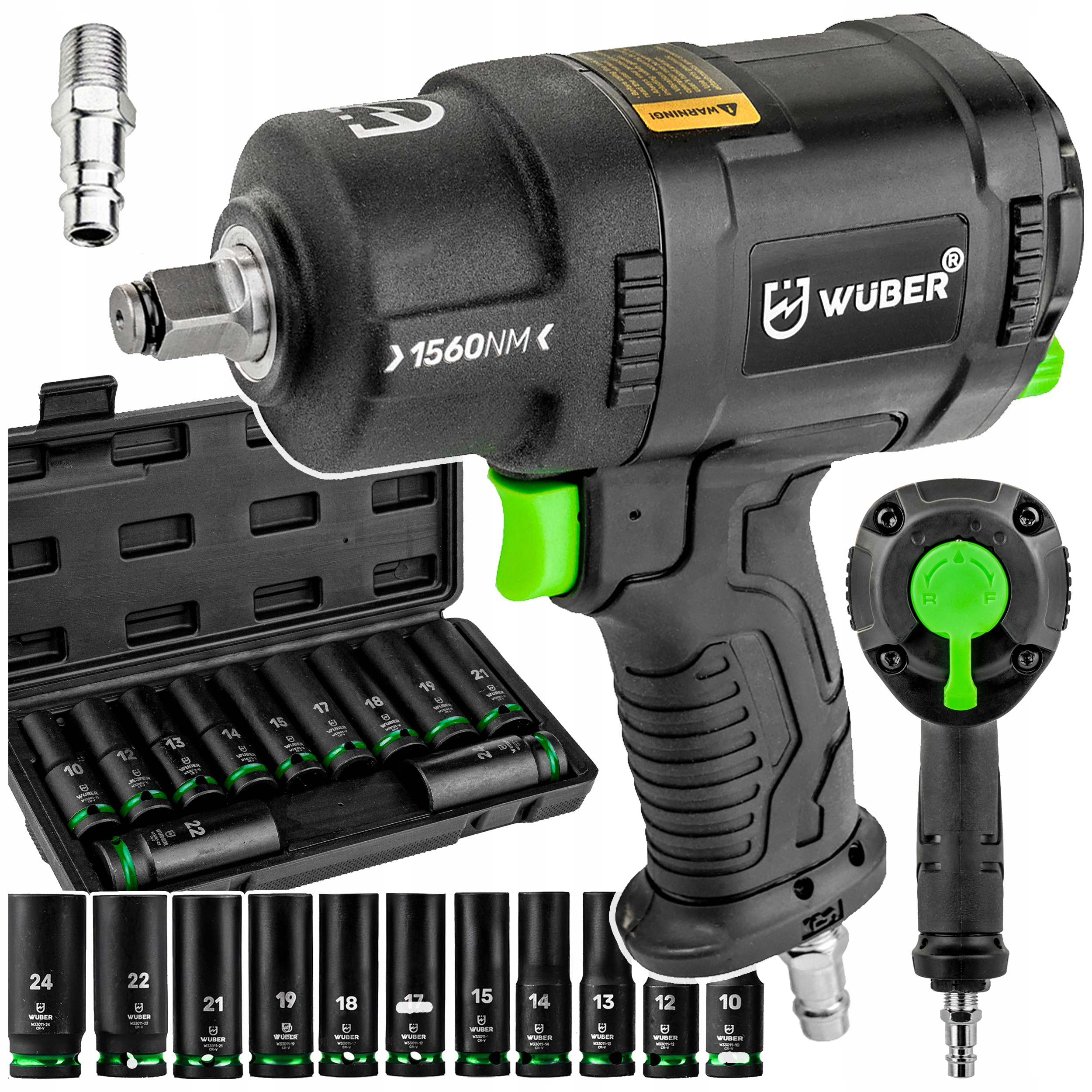 Pneumatický Rázový Klíč Na Kola 1560 Nm 1/2" Se Sadou 11 Nástavců 10-24 mm
