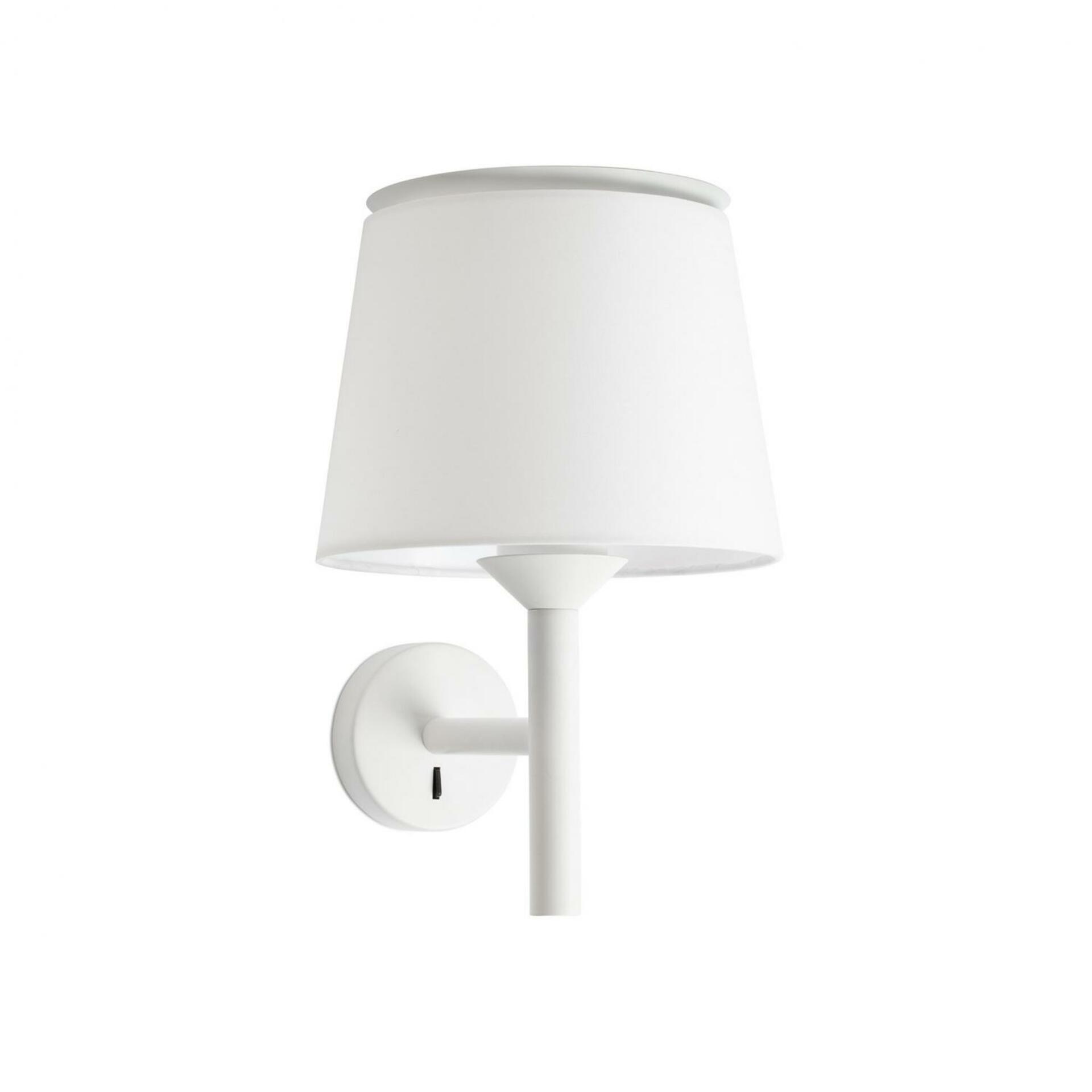 Faro Savoy nástenná lampa biela, textilné tienidlo, E27, IP20