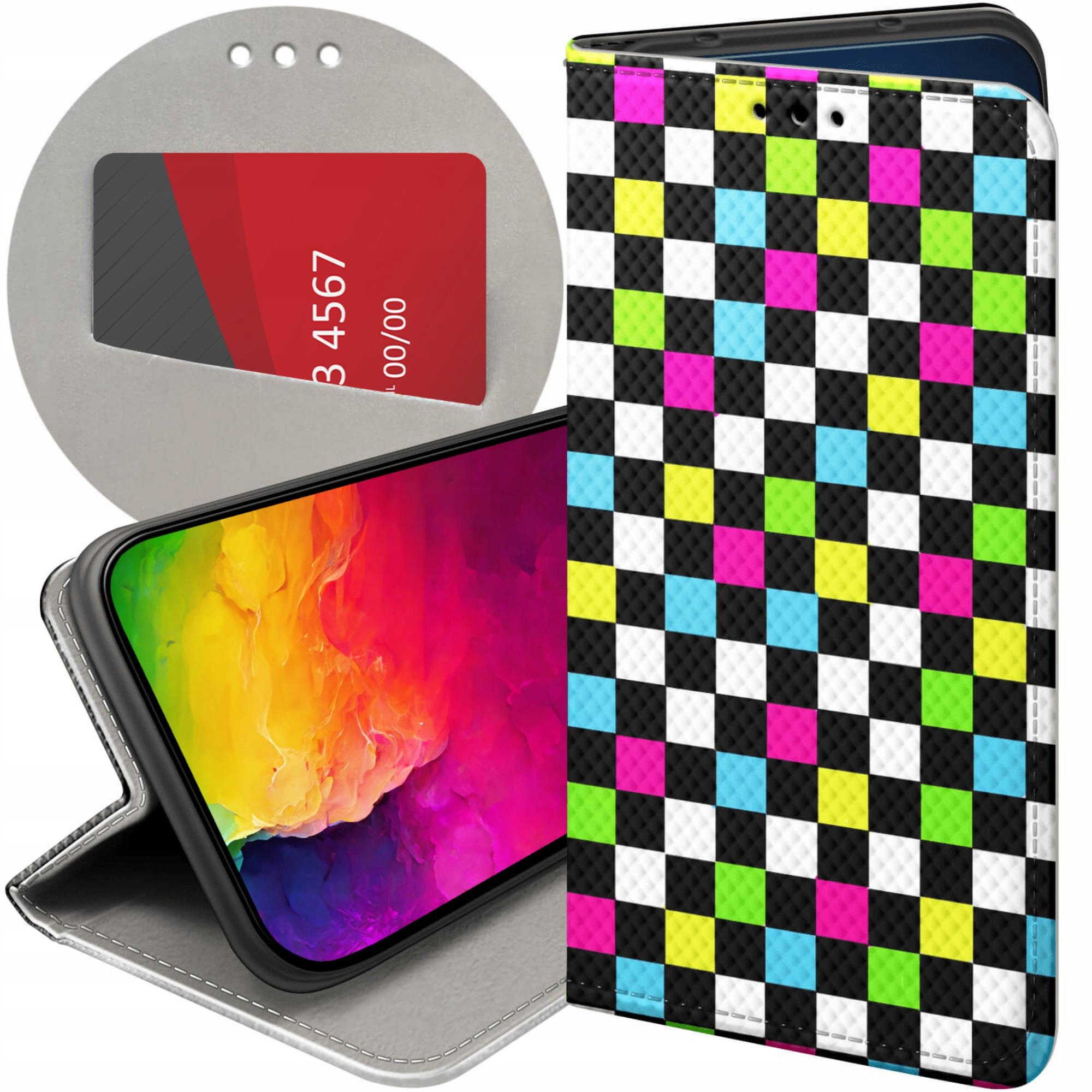 Etui Z Klapką Do Xiaomi Redmi 9 Kratka Kratki Krata Futerał Pokrowiec