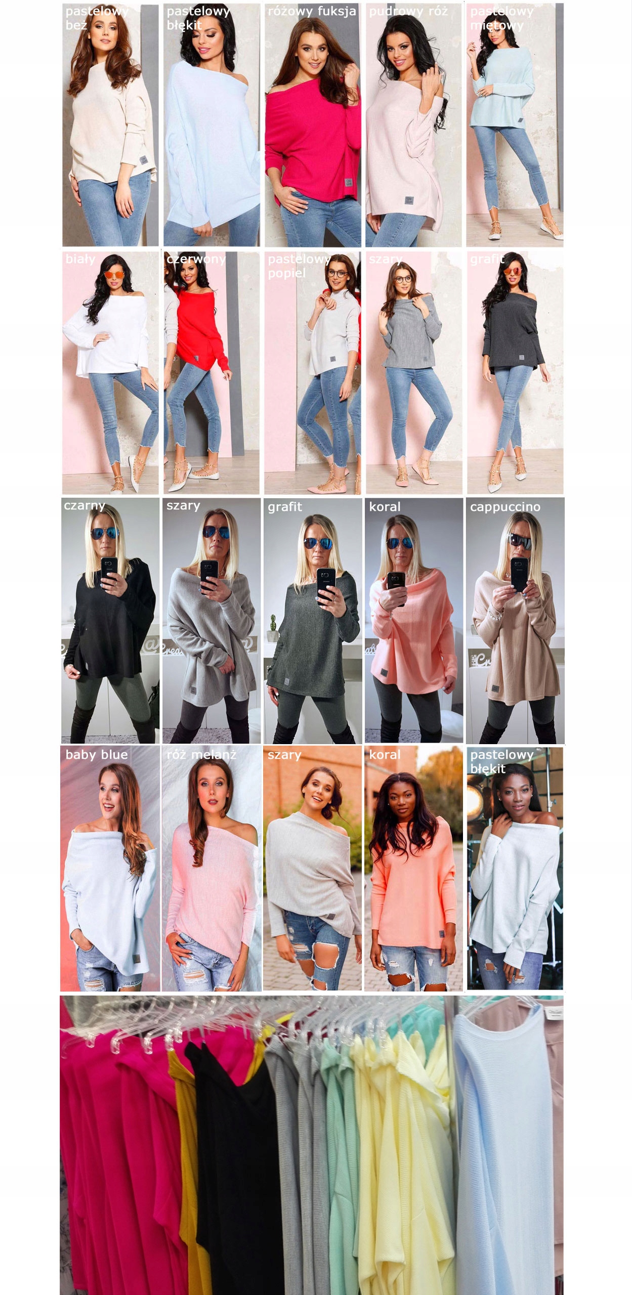 SWETEREK OVERSIZE TUNIKA SWETER WOOL ODKRYTE RAMIĘ Szerokość pod pachami 72 cm