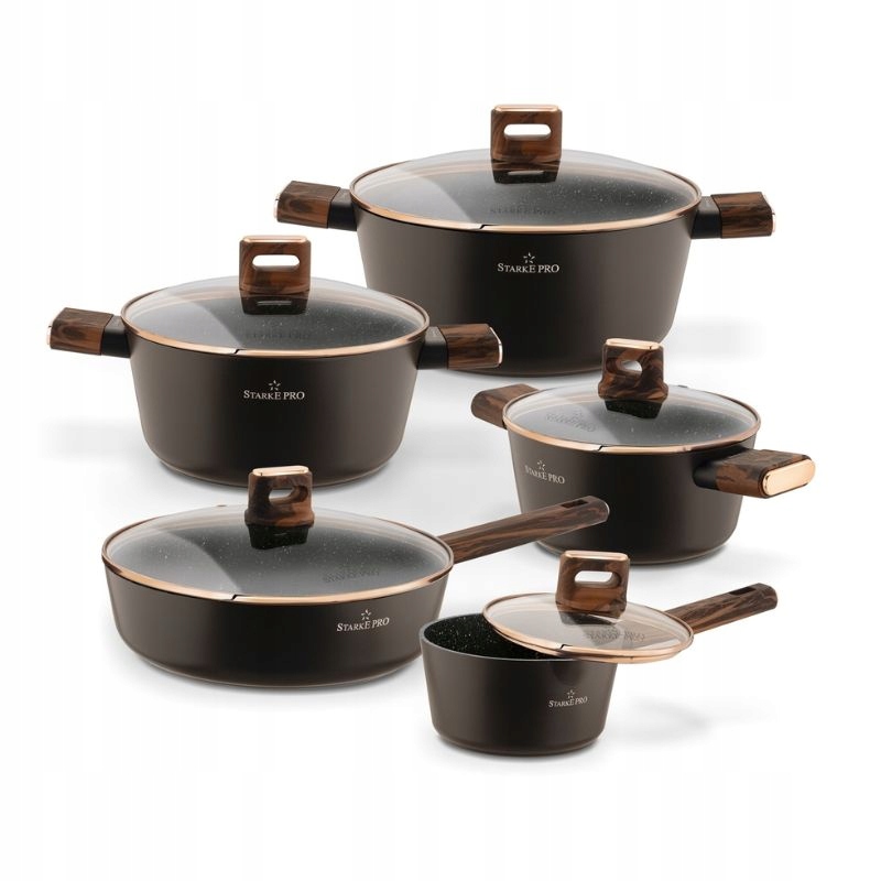 STARKE PRO Zestaw garnków Starlet Brown 10 elementów