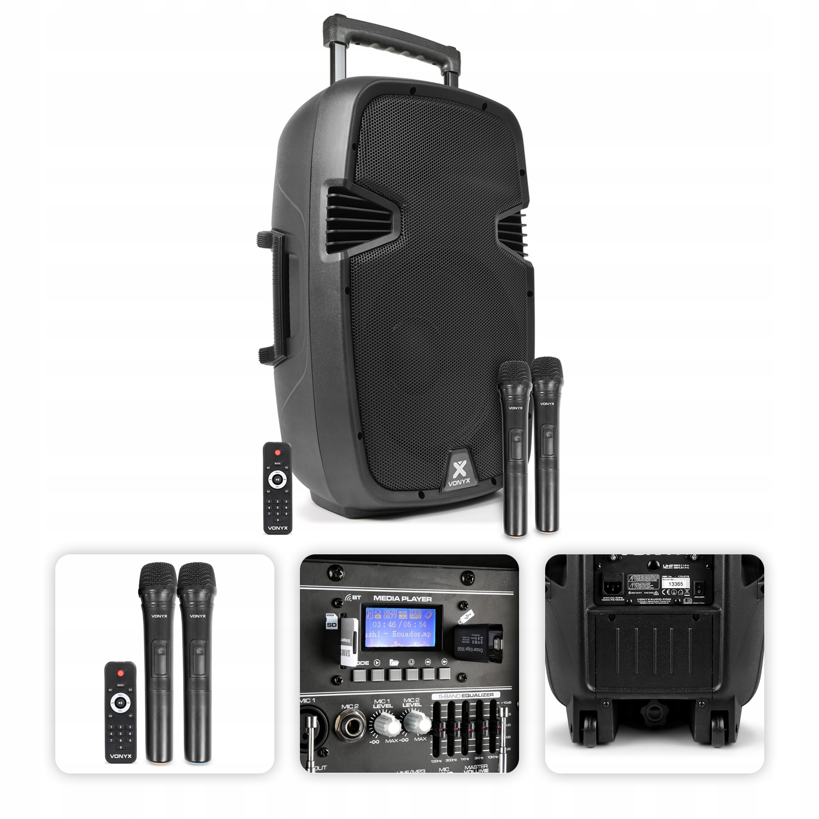 

Kolumna aktywna Vonyx 500W 12'' 2x MIC Uhf Usb Bt