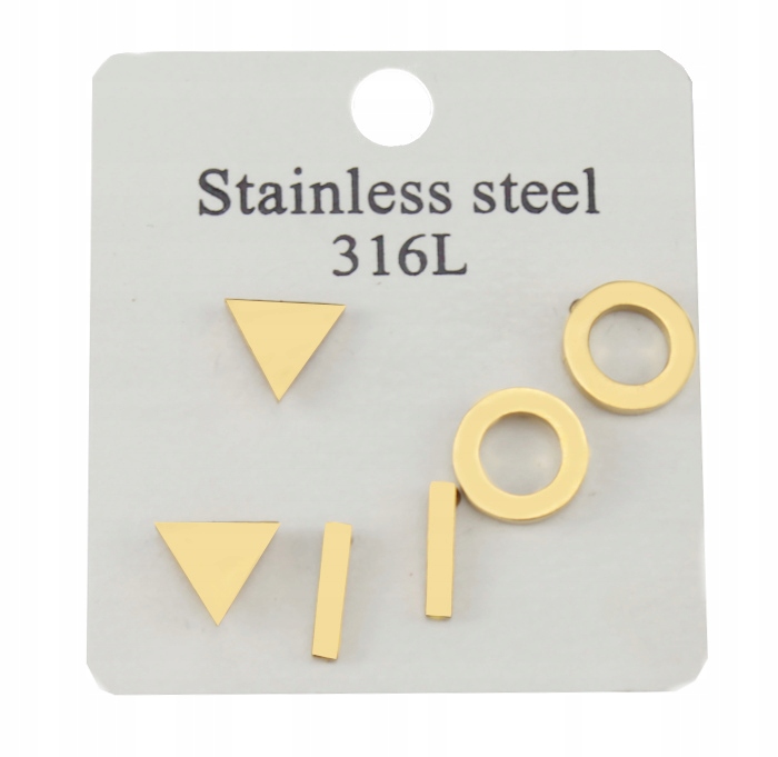 

Kolczyki Złote Stal Chirurgiczna 3 Pary Triangle