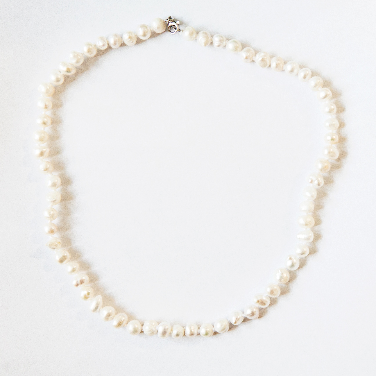 Naszyjnik z perełek perła naturalna hodowlana kamienie srebro 925 50 cm