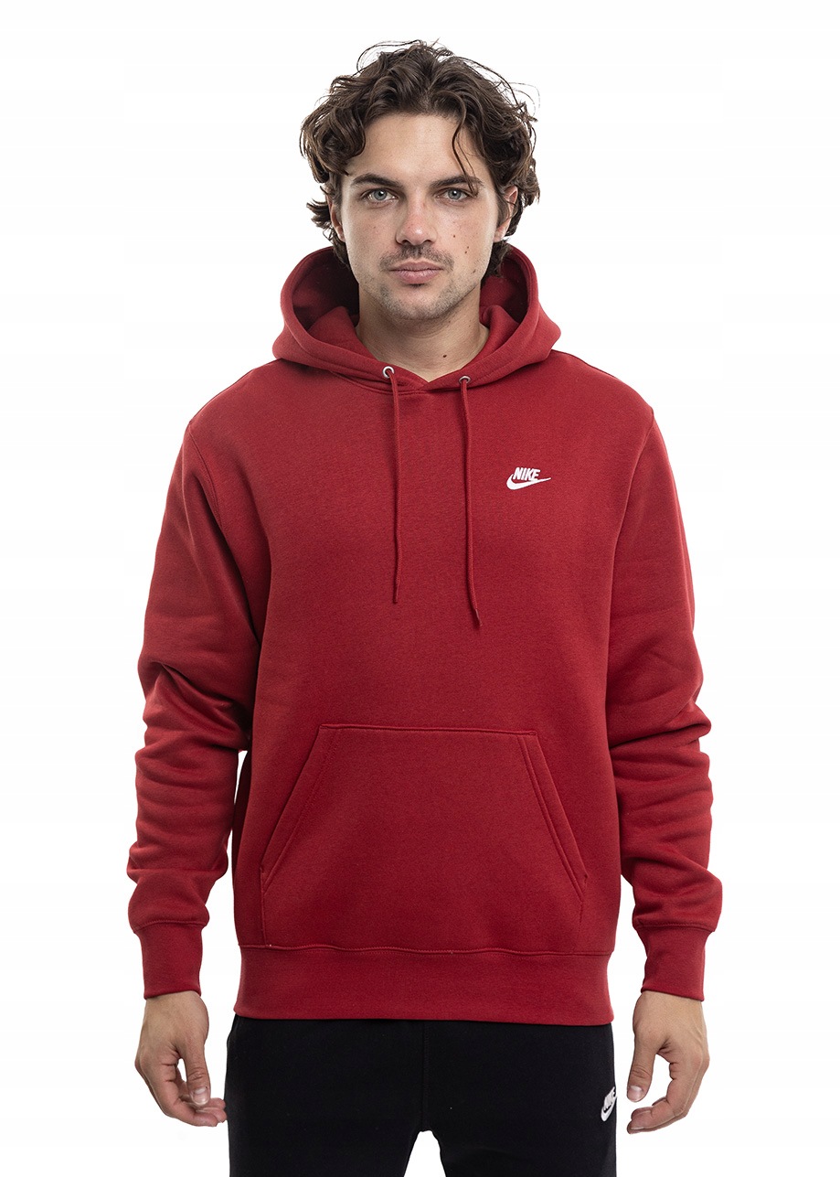 Pánská Mikina Nike Club Bb s kapucí, bavlněná, sportovní, pohodlná, červená, XL