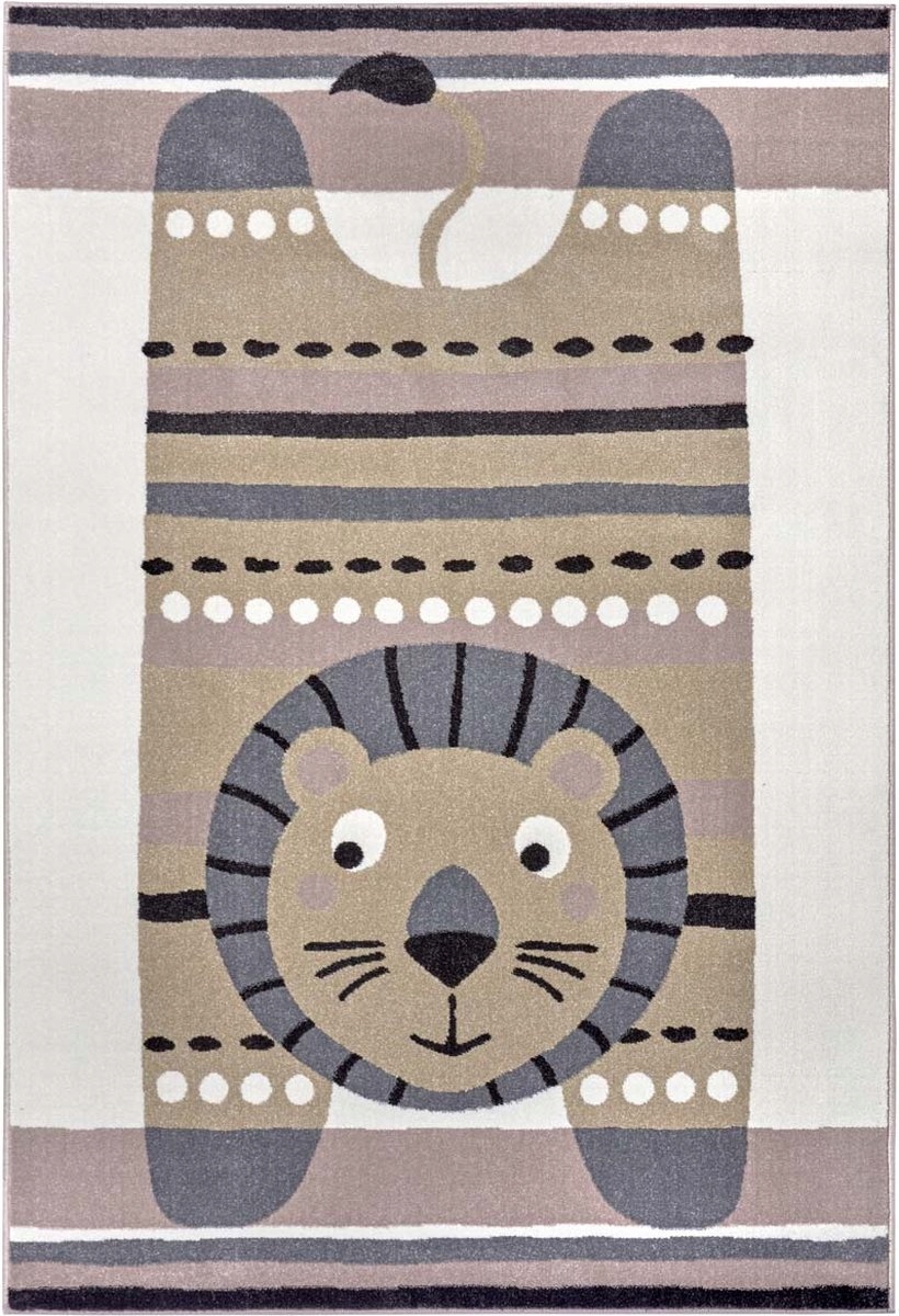 Mäkký farebný detský koberec, vzor-veselý lev 120 x 170 cm