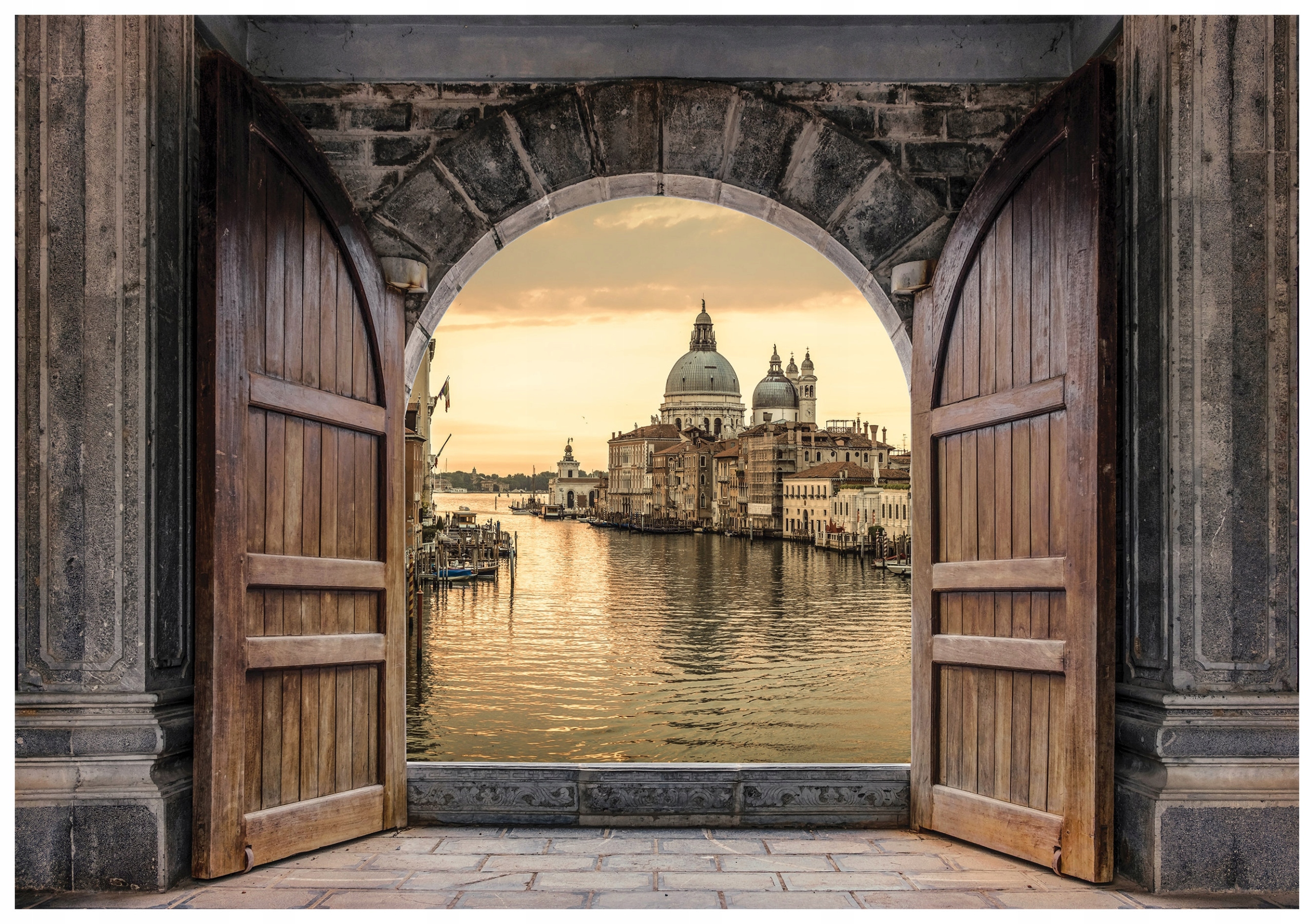 Fototapeta Benátky Kanál Gondole Západ slnka cez Archu 312x219 lepidlo