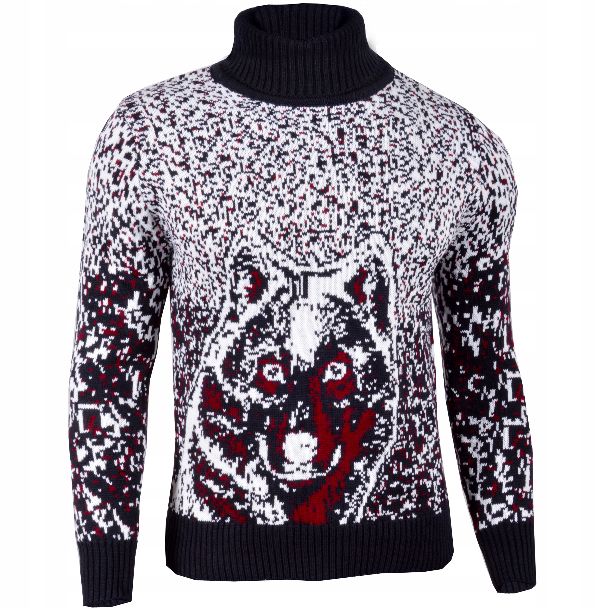 Pánský svetr Mikina Rolák Stojáček Vlna Stínovaný Mazany 3D Wolf