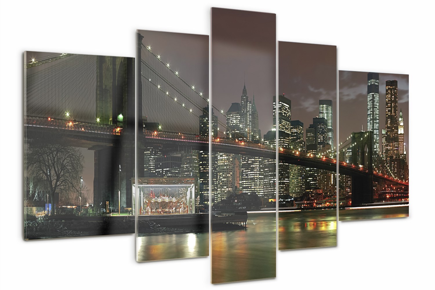 Skleněný triptychový obraz do obývacího pokoje New York v noci