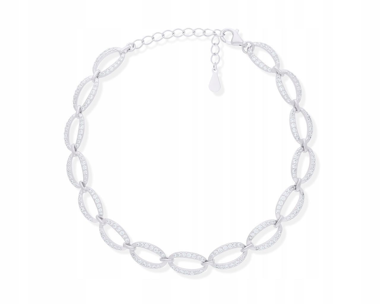 Dámský stříbrný náramek s lesklými Zirkony , široký ryzost 925