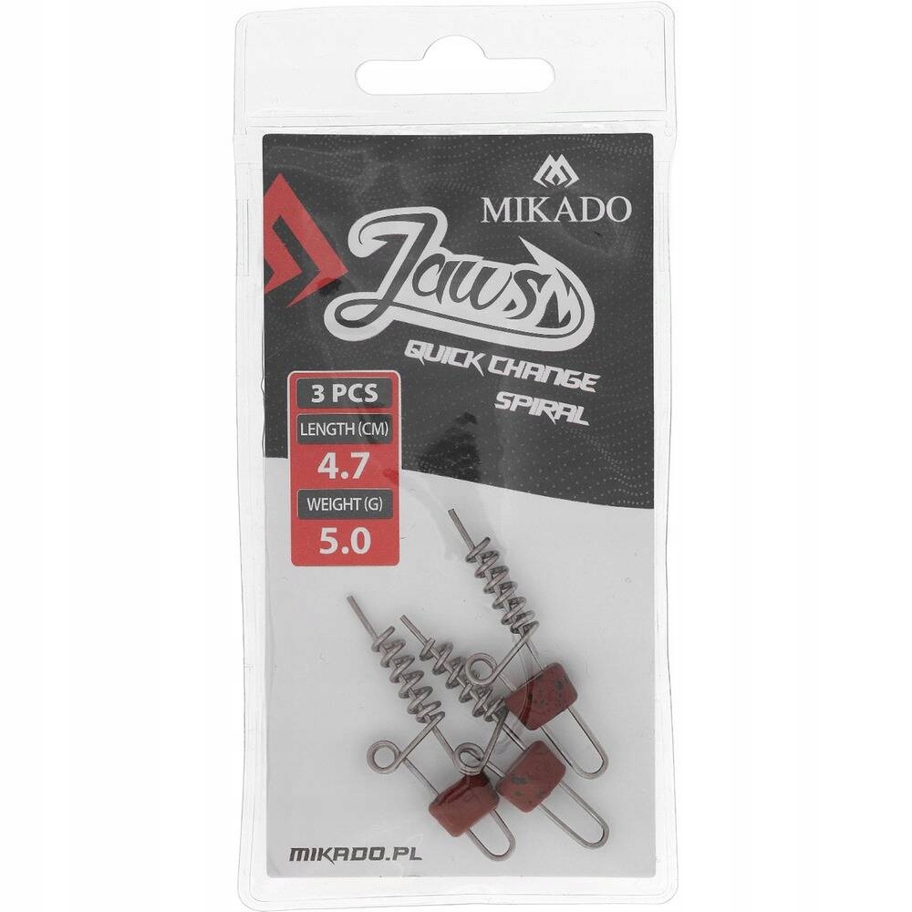 Wkręt do Przynęt Mikado Jaws Quick Change Spiral 4,7cm 15g 3szt Model JAWS QUICK CHANGE SPIRAL